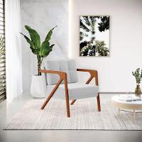 Kit 02 Poltronas Suede Cinza Base De Madeira Castanho - 8