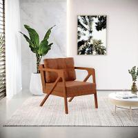 Kit 02 Poltronas Corano Base De Madeira Castanho Nozes - 8