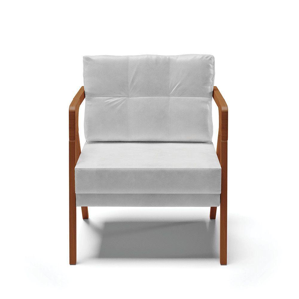 Kit 02 Poltronas Corano Base De Madeira Castanho Branco - 7