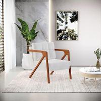 Kit 02 Poltronas Corano Base De Madeira Castanho Branco - 8