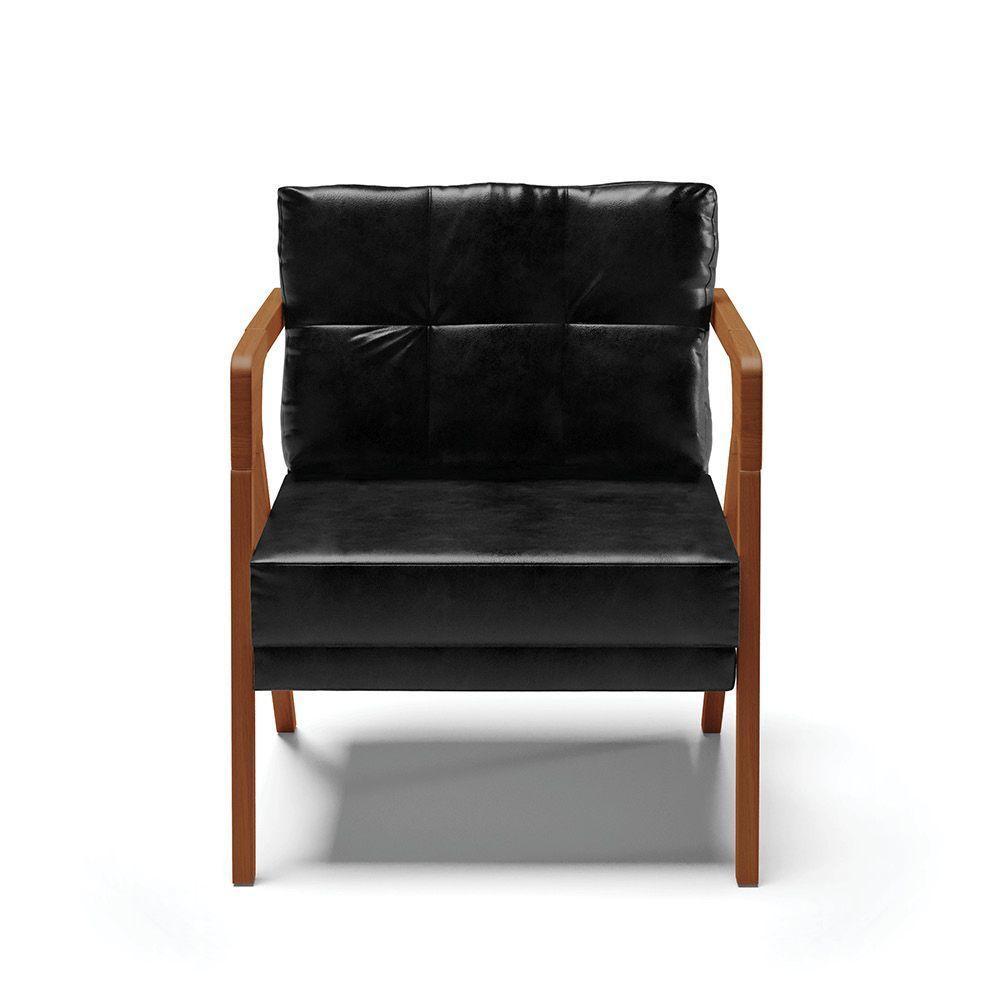 Kit 02 Poltronas Corano Base De Madeira Castanho Preto - 7