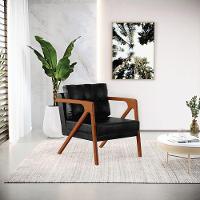 Kit 02 Poltronas Corano Base De Madeira Castanho Preto - 8