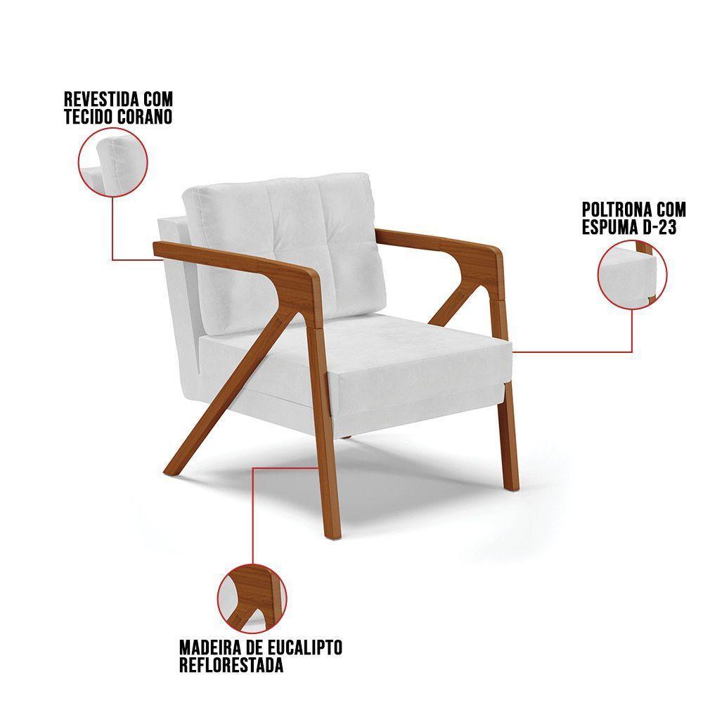 Poltrona Melissa Corano Base De Madeira Castanho Cor Branco - 3