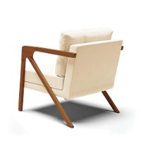 Kit 02 Poltronas Suede Bege Base De Madeira Castanho - 5