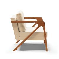 Kit 02 Poltronas Suede Bege Base De Madeira Castanho - 7