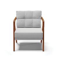 Kit 02 Poltronas Suede Base De Madeira Castanho Cinza - 7