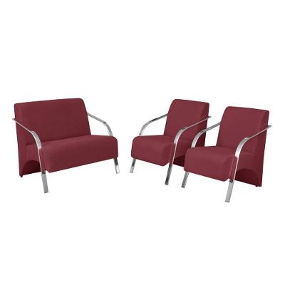Conjunto Poltronas Vênus Braço Alumínio D Salla Suede Bordô
