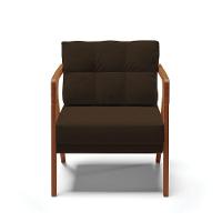 Kit 02 Poltronas Suede Base De Madeira Castanho Marrom - 7