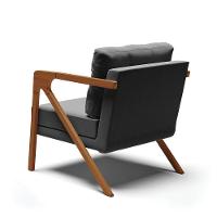 Poltrona Melissa Suede Base De Madeira Castanho Cor Preto - 5