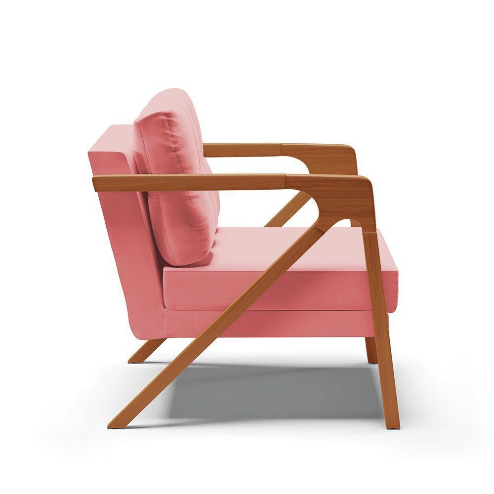 Kit 02 Poltronas Melissa Suede Base De Madeira Castanho Rose - 6