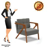 Kit 02 Poltronas Suede Base De Madeira Castanho Grafite - 3