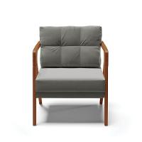 Kit 02 Poltronas Suede Base De Madeira Castanho Grafite - 7