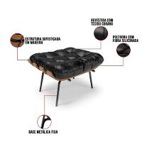 Kit 01 Poltrona E 01 Puff Costela Corano Preto