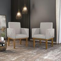 Kit 02 Poltronas Reforçadas Escritório Linho Cinza Claro - 1