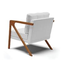 Kit 02 Poltronas Linho Cinza A05 Base De Madeira Castanho