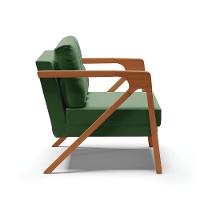 Poltrona Melissa Suede Verde Base De Madeira Castanho - 6