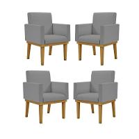 Kit 04 Poltronas Reforçadas Escritório Linho Grafite - 1