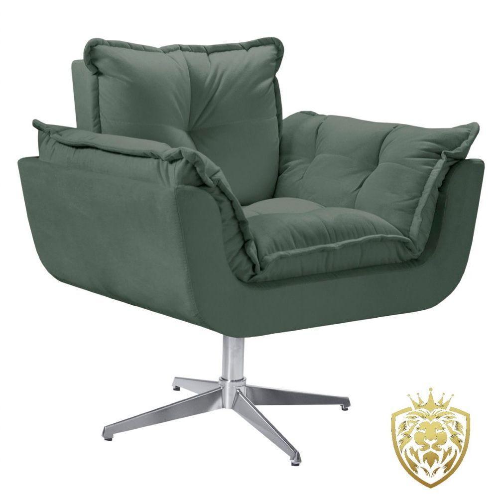 Poltrona Opalla Giratória Alumínio Suede D Salla Cor: Verde - 1