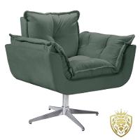 Poltrona Opalla Giratória Alumínio Suede D Salla Cor: Verde - 1