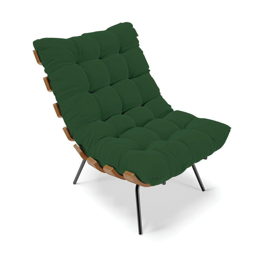 Kit 01 Poltrona E 01 Puff Costela Veludo Verde - 7