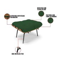 Kit 01 Poltrona E 01 Puff Costela Veludo Verde