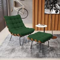 Kit 01 Poltrona E 01 Puff Costela Veludo Verde - 8