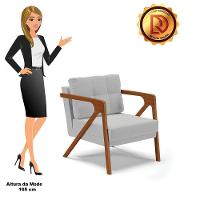 Poltrona Melissa Suede Cinza Base De Madeira Castanho - 5