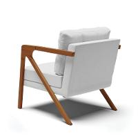 Poltrona Melissa Suede Cinza Base De Madeira Castanho - 7