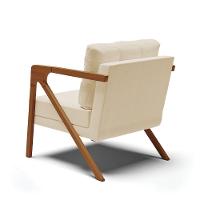 Kit 02 Poltronas Linho Areia A27 Base De Madeira Castanho