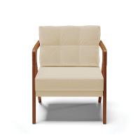 Kit 02 Poltronas Linho Areia A27 Base De Madeira Castanho - 6