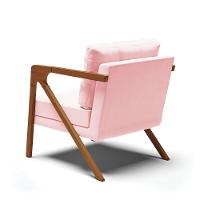 Poltrona Melissa Suede Rosa Bebê Base De Madeira Castanho - 5