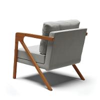 Poltrona Melissa Suede Grafite Base De Madeira Castanho - 5