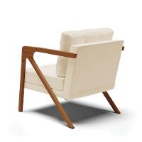 Kit 02 Poltronas Linho Base De Madeira Castanho Grosso Bege