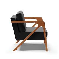 Kit 02 Poltronas Suede Base De Madeira Castanho Preto - 6