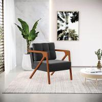 Kit 02 Poltronas Suede Base De Madeira Castanho Preto - 8