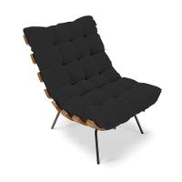 Kit 01 Poltrona E 01 Puff Costela Veludo Preto - 7