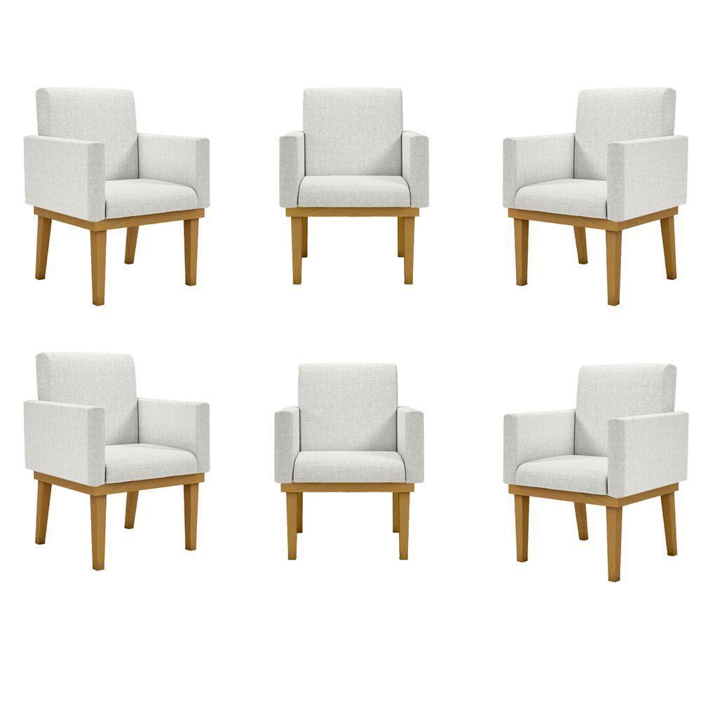 Kit 06 Poltronas Reforçadas Escritório Linho Bege - 1