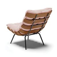 Kit 02 Poltronas Costela Veludo Base Metálica Preto Rose - 7