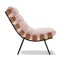 Kit 02 Poltronas Costela Veludo Base Metálica Preto Rose - 9