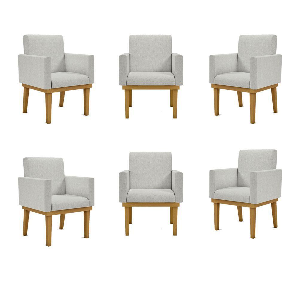 Kit 06 Poltronas Reforçadas Escritório Cinza Claro - 1