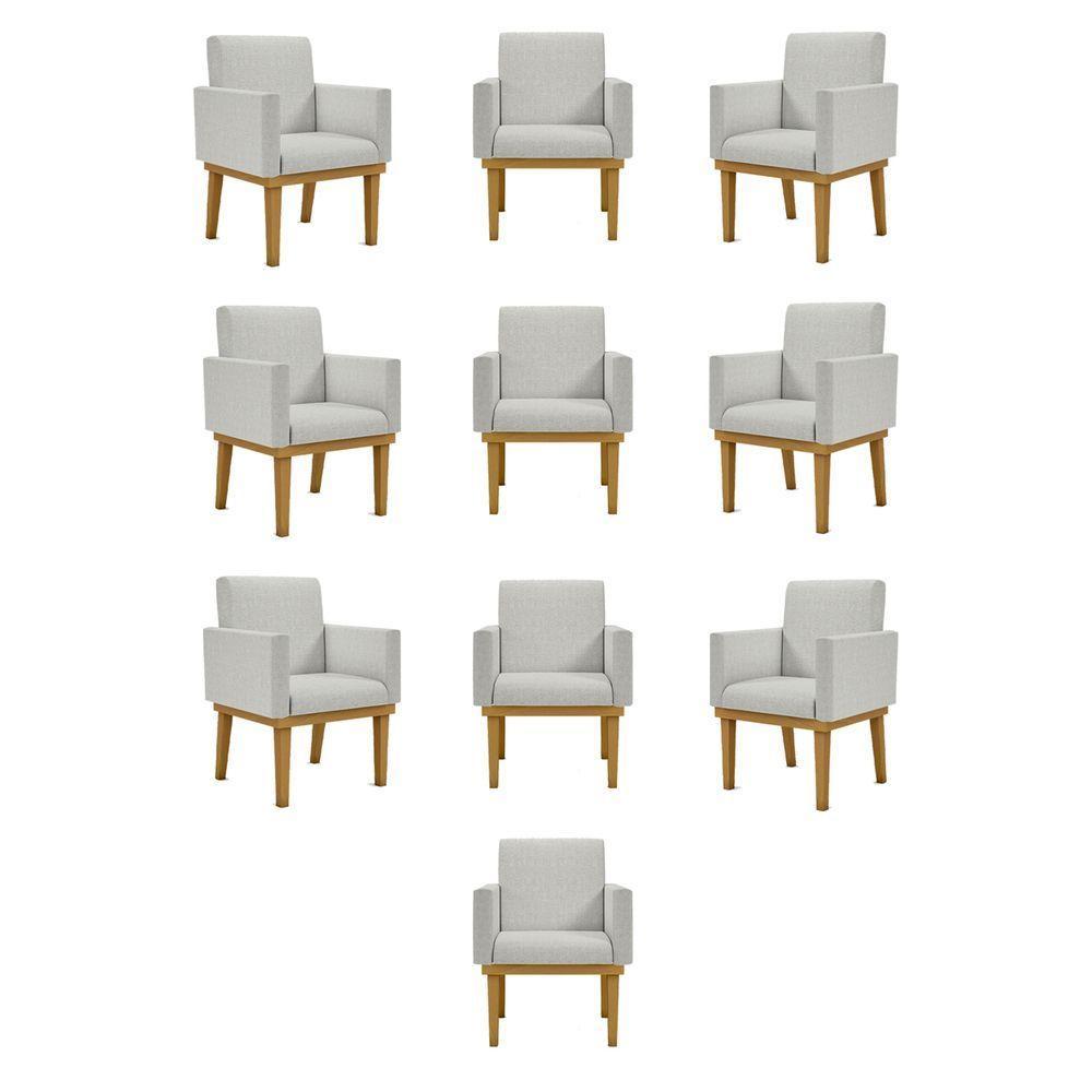 Kit 10 Poltronas Reforçadas Escritório Cinza Claro - 1