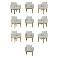 Kit 10 Poltronas Reforçadas Escritório Cinza Claro - 1