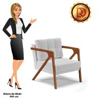 Kit 02 Poltronas Linho Base De Madeira Castanho Cinza Claro - 2