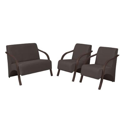 Conjunto Poltronas Vênus Braço Madeira D Salla Marrom