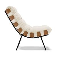 Kit 02 Poltronas Costela Veludo Base Metálica Preto Bege - 5