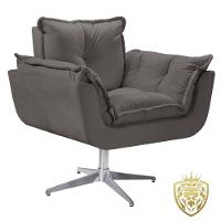 Poltrona Opalla Giratória Alumínio Suede D Salla Cor: Cinza