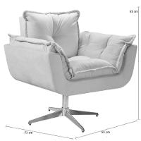 Poltrona Opalla Giratória Alumínio Suede D Salla Cor: Cinza - 5
