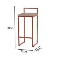 Banqueta Alta Industrial Em Aço Dori Cobre Assento Suede Bege - Preto