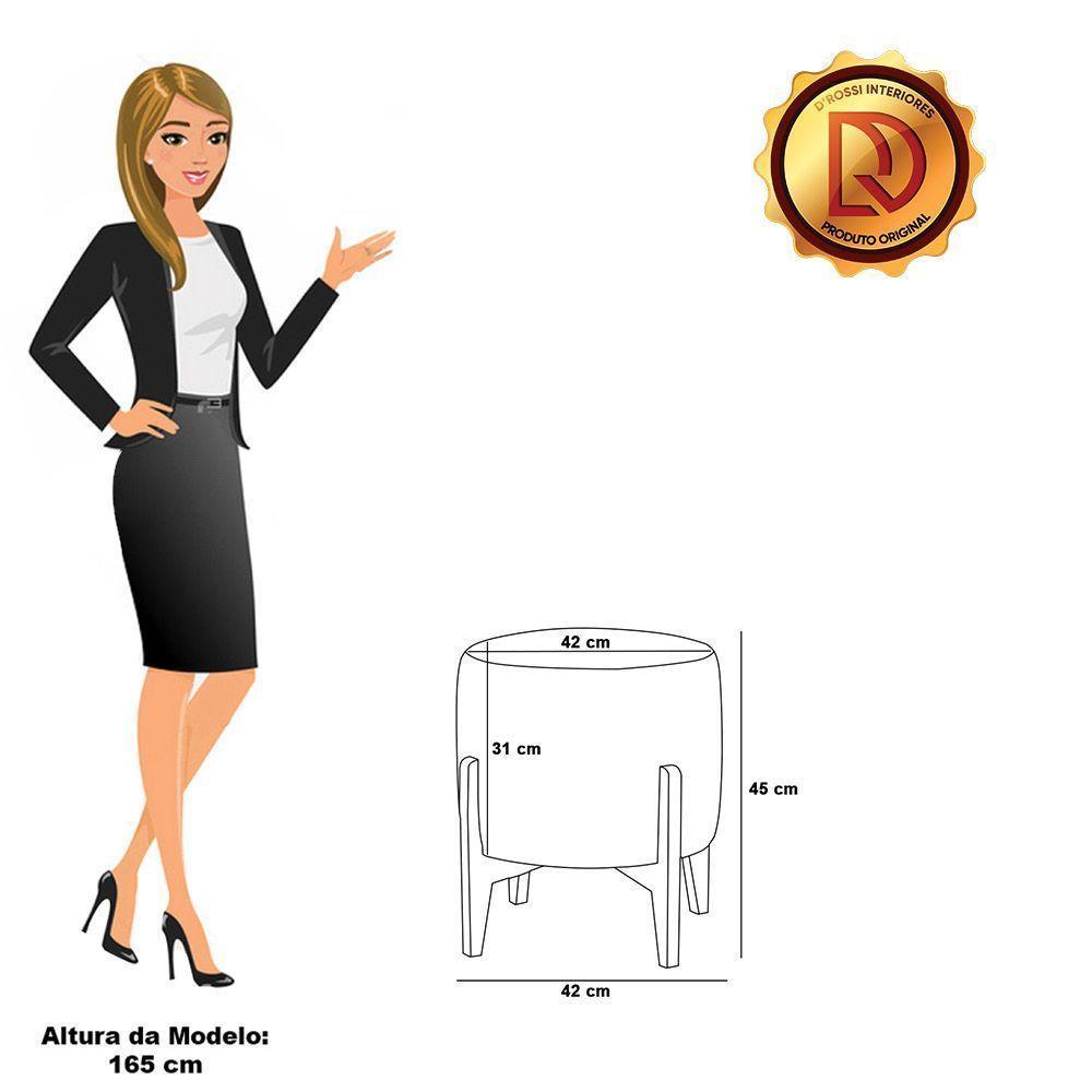 Kit 1 Poltrona E 1 Puff Stella Bouclê Base Madeira Castanho - D'rossi Cor Grafite - 5