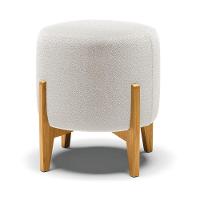 Kit 1 Poltrona E 1 Puff Stella Bouclê Base Madeira Castanho - D'rossi Cor Off White - 9